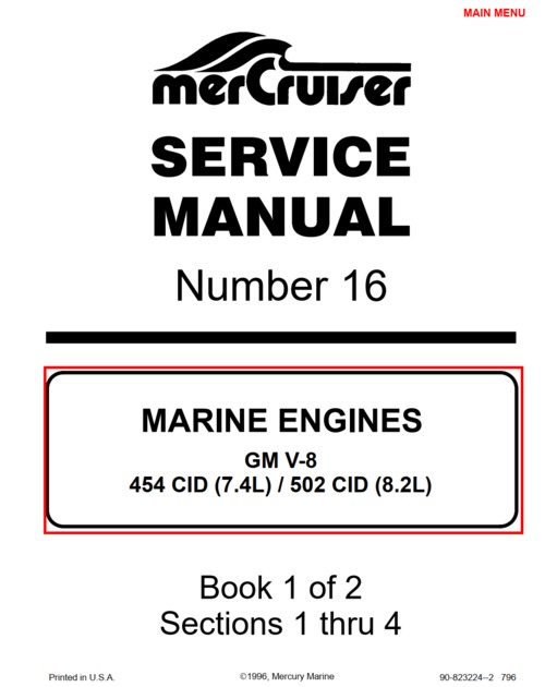 Product picture Mercruiser Service Manual Number 16 : Marine Engines GM V-8 